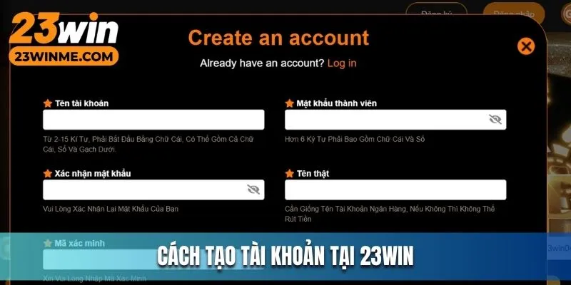 Cách tạo tài khoản cực dễ hiểu tại 23Win